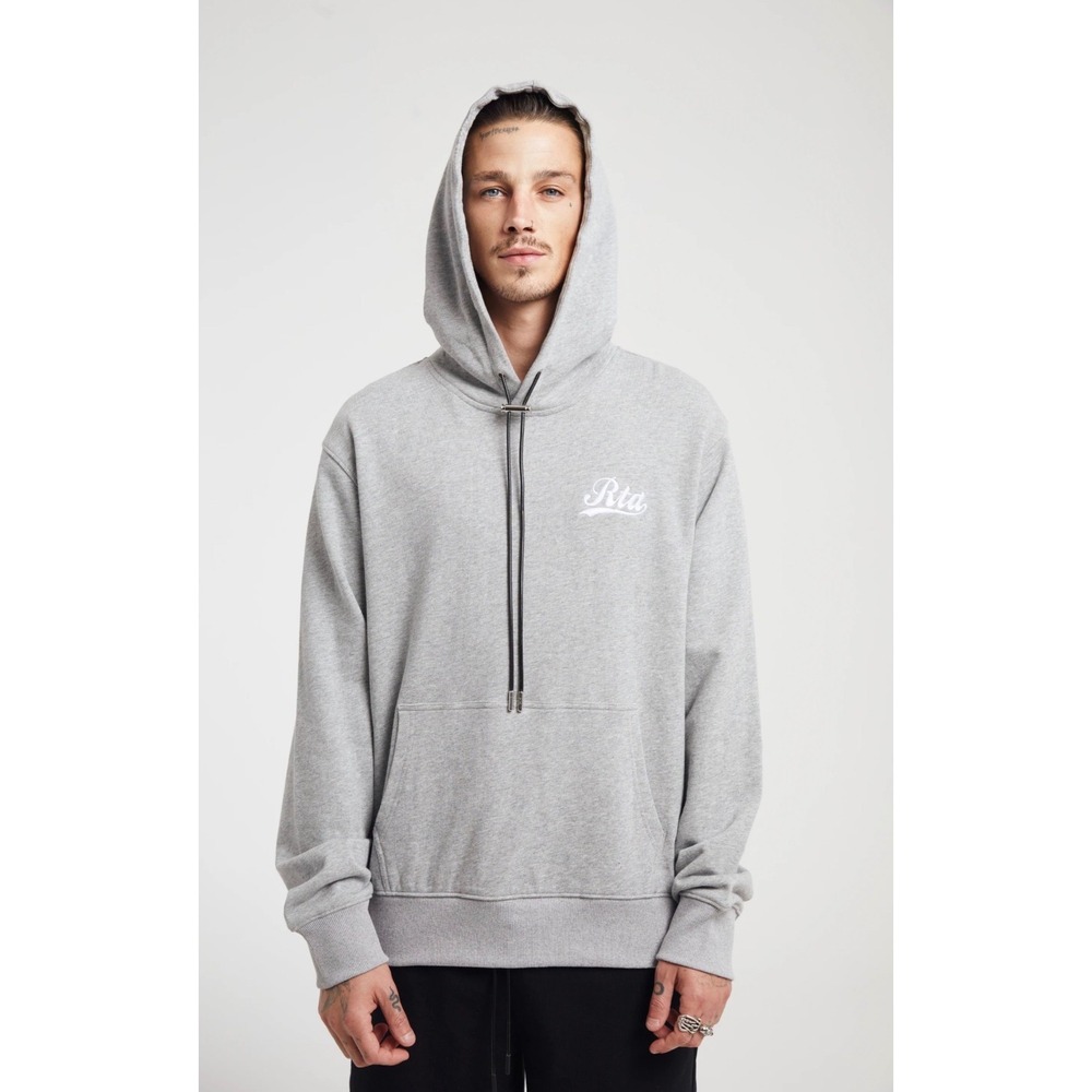 New! RtA‎ Dion Cross Cotton Logo Embroidered Hoodie Gray Sz Medium